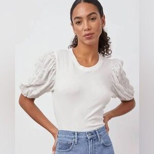 NWT $128 Rails Liza White Seersucker Short Sleeve Cotton Tee Shirt